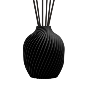 Confezione Regalo diffusore a bastoncino vaso K nero + ricarica Latte e Ambra Dolce